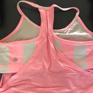 Pink and white stripe Lululemon tank